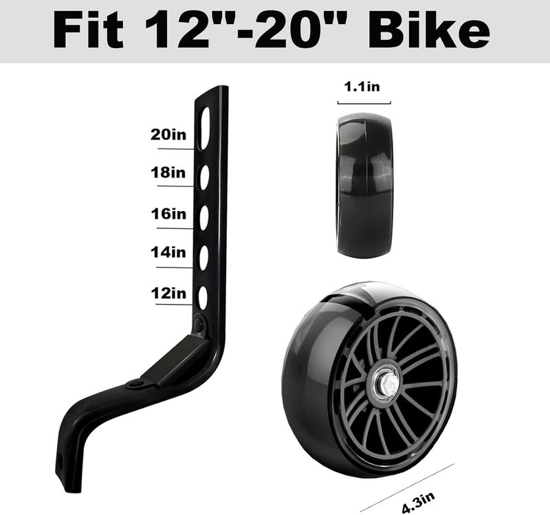 DOUBLE 2 C Training Wheels, Wider Flash Kids Bike Training Wheels for 12 14 16 18 20 Inch Single Speed & Variable Speed Bicycle Heavy Duty Rear with Stabilizers Mounted Kit - Image 5